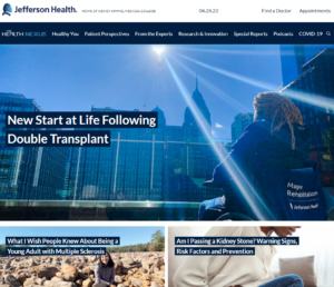 a screenshot of the Jefferson Health Nexus NewsHub website