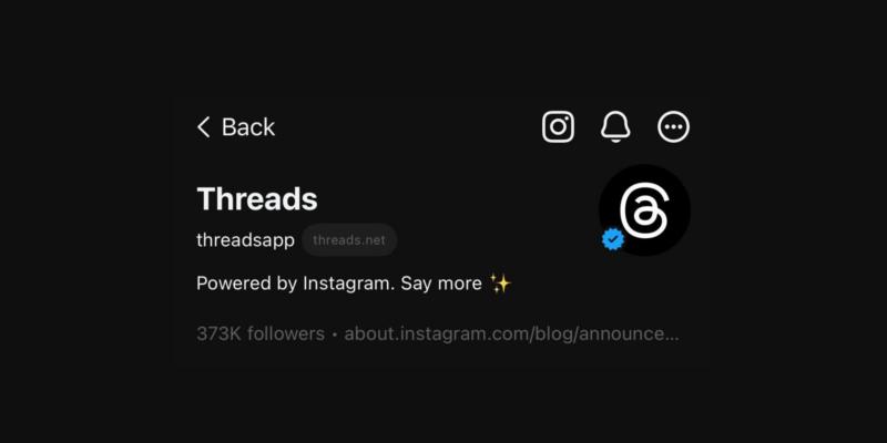 Screenshot of the official Threads account bio