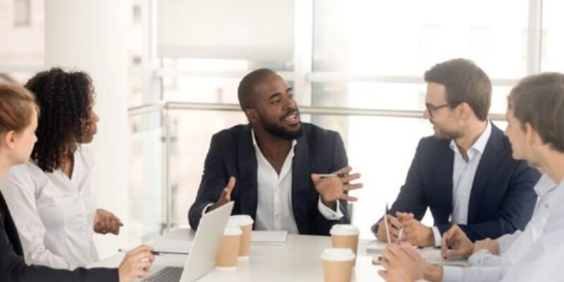 Black business professional at meeting